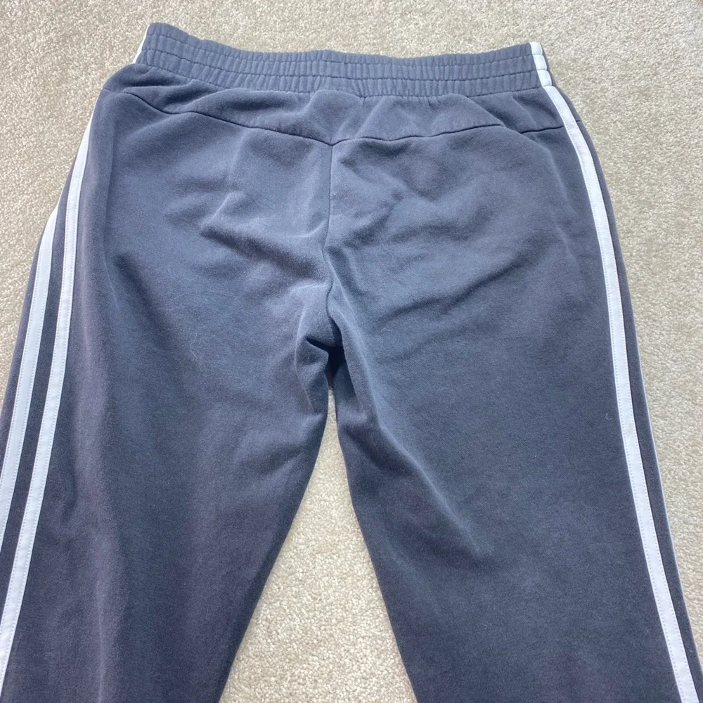 Adidas Sweatpants Mens Small Jogger Black‎ White 3 Stripe Casual Athletic
